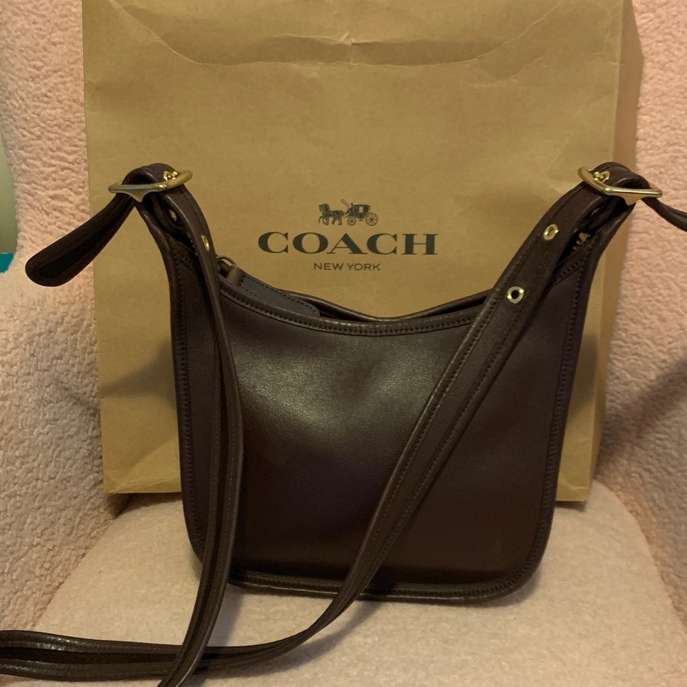 Coach Dark Brown Leather Crossbody Shoulder Bag - Picture 2 of 16